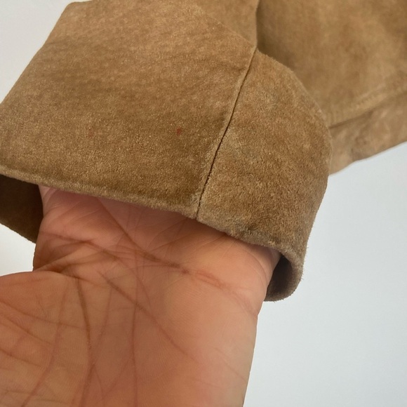 New York & Company Suede Leather Blazer Jacket 10 Tan Front Pockets Y2K Preppy - Picture 4 of 9